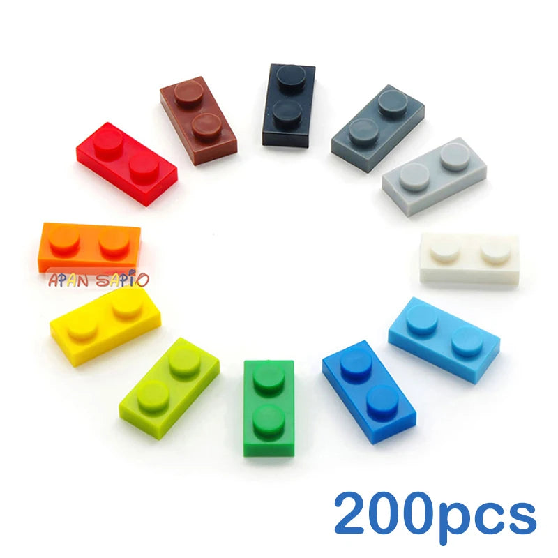 200pcs DIY Building Blocks Thin Figures Bricks 1x2 Dots 12Color Educational Creative Size Compatible With 3023 Toys for Children - CADA BRICKS®