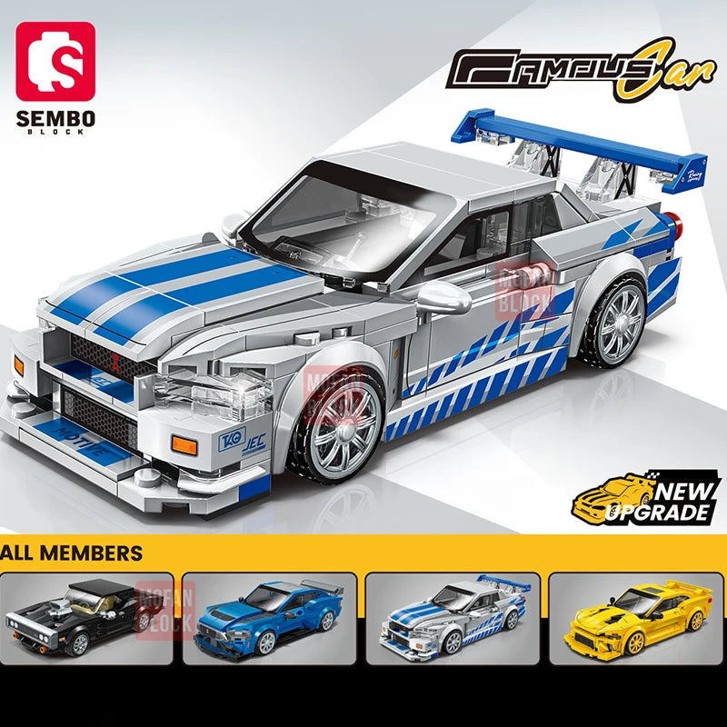 SEMBO BLOCK City Famous Technical Sports Car Supercar Model Assembly Building Block Classic Speed Vehicle Bricks Boy Toys Gifts