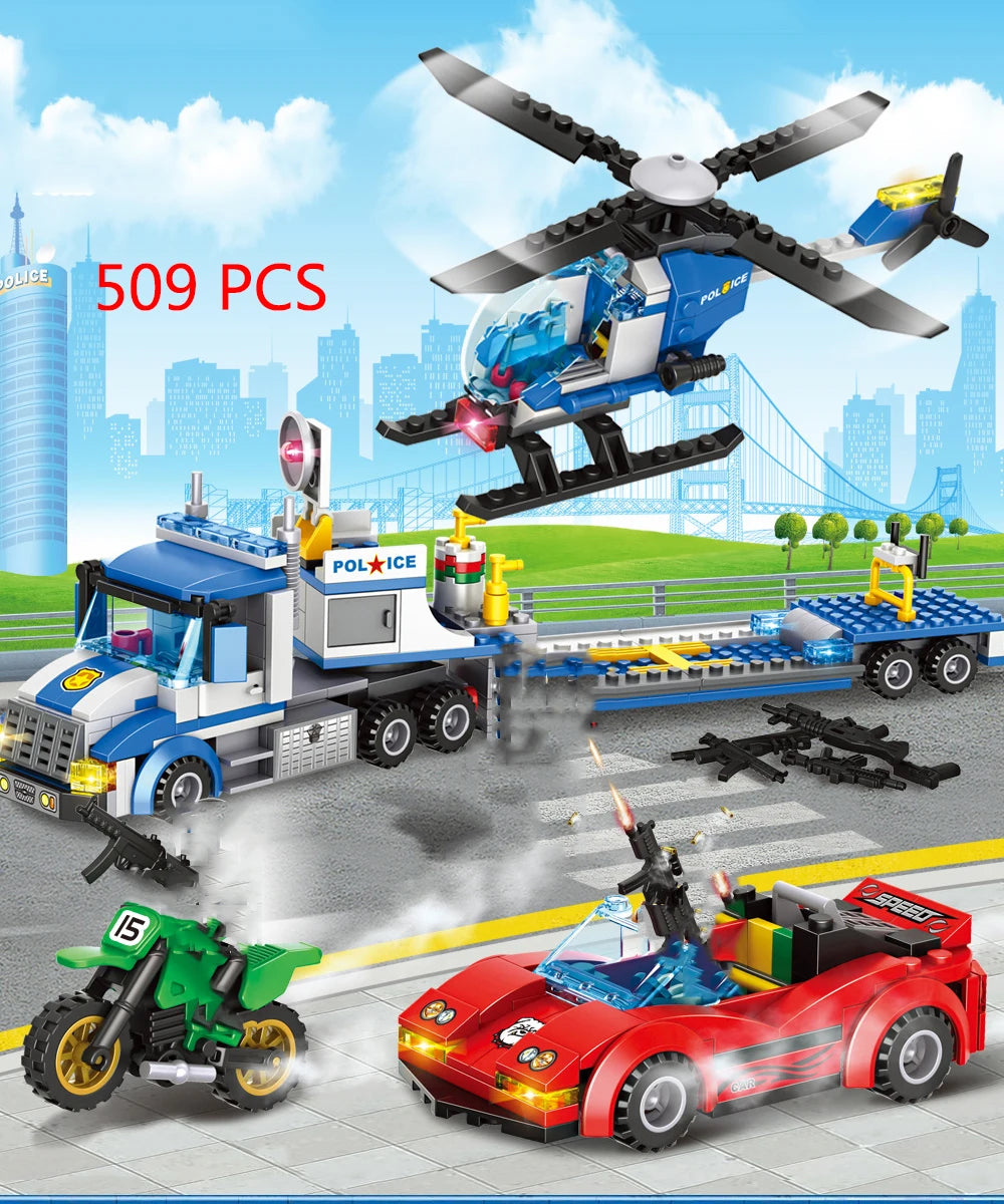 City Truck Vehicle Pickup Heavy Cargo Transport Model Building Blocks Machinery Shop Van Creative Carriage Harvester Car Kid Toy - CADA BRICKS®