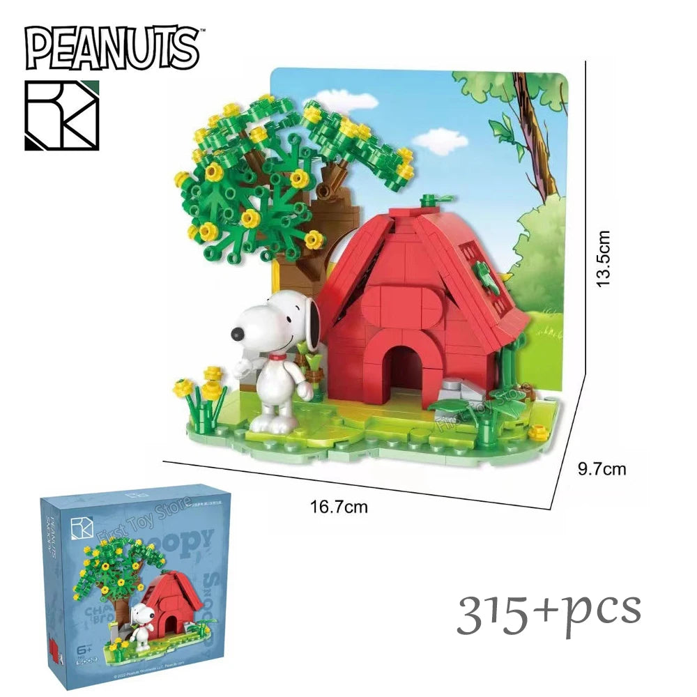 Genuine Snoopy Building Blocks Multi-faceted Life Puzzle Box Cartoon Plastic Building Blocks Trendy Scene Coffee Shop Toys Gift