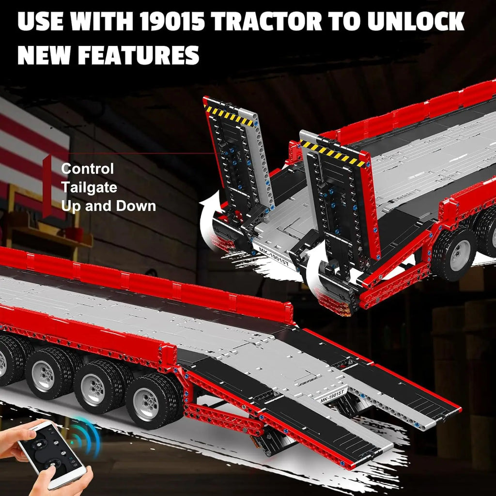 MOULD KING 19015T MOC Trailer Building Blocks for Tractor Truck Model DIY Assembled Bricks Creative Educational Collection Toys
