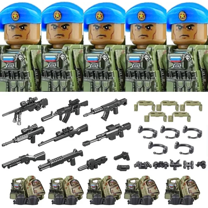 Military Army Figures Building Blocks SWAT Ghost Commando Special Forces Soldier Weapons Gun Hat Shield Belt AK Mini Bricks Toy - CADA BRICKS®