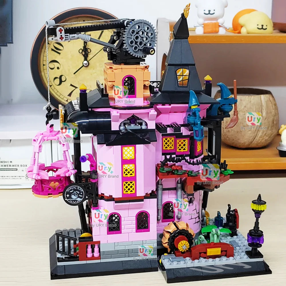 Mini Bricks Friends Haunted House City Halloween Villa Magic Labs MOC Openable Architecture Building Blocks Toys for Kids Gifts