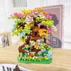 Flowers Tree House Mini Bouwstenen Set voor Volwassenen Chinees Architectuurmodel Bonsai Speelgoed met Sfeerverlichting Huisdecoratie
