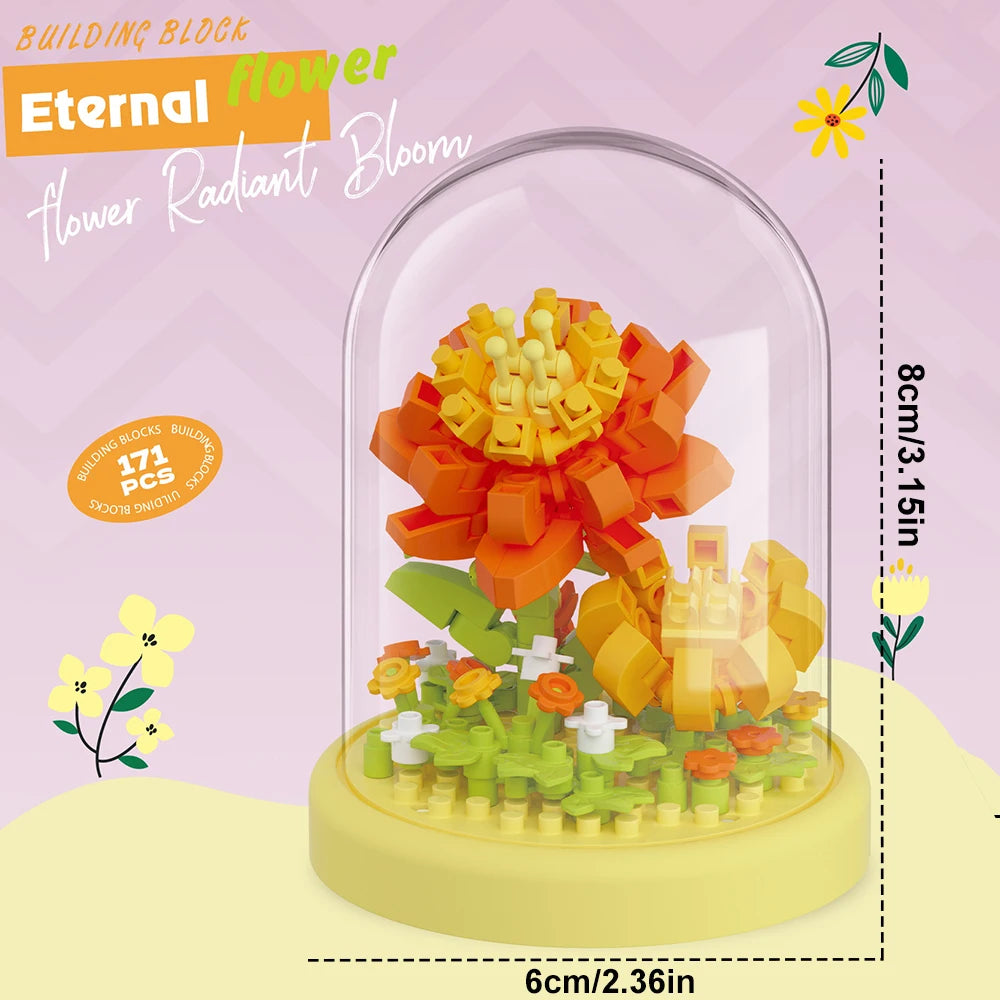 Diy Micro Flower Building Blocks Mini Bricks Particles Eternal Life Flowers Home Decoration Assembling Puzzle Toy Christmas Gift - CADA BRICKS®