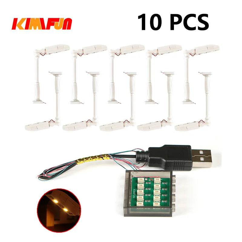 10PCS 0.8mm Pin RGB LED Building Blocks USB Lamp DIY Street Light City Electric Decorate 1X1 Brick Toy Compatible All Brands - CADA BRICKS®