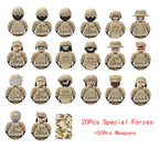 Military Special Forces Police SWAT Gangster Weapons Guns Mortar Jeeps Off-Road Armored Vehicle Model Soldier Building Block Toy