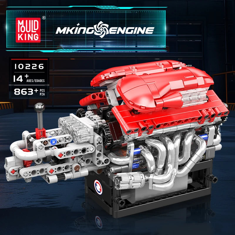 Mould King 102261 Engine Toys The Motorized V12 Engine Building Block Assembly V12 Engine Brick Kids Christmas Gift