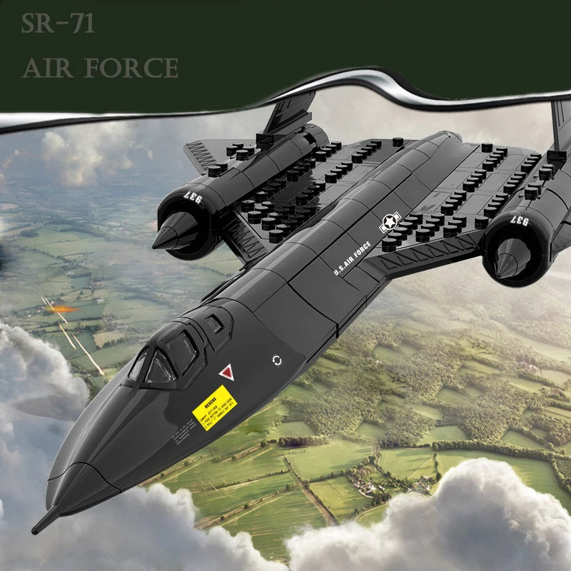 183 pièces Force aérienne américaine SR-71 New Blackbird Modèle d'avion de reconnaissance en alliage Jouet de construction de blocs de combat pour enfants