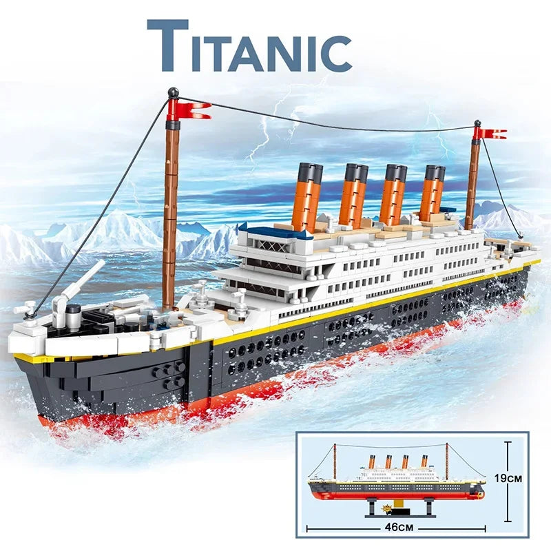 1860/1288pcs Titanic Cruise Ship Model Blocks Ship Building Blocks Gift for Kids Children Home Office Ornaments Fast Shipping