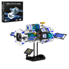 MOC romstasjon modell byggesett 550 deler romskip samling dekorasjoner montering pedagogiske leker små klosser gaver