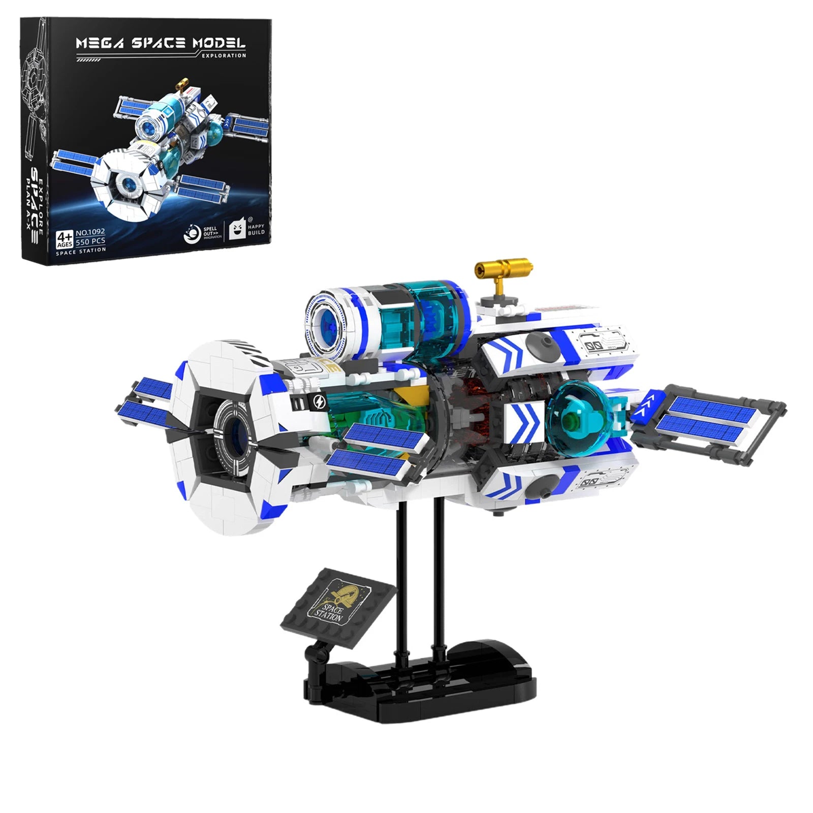 MOC Space Station Model Building Blocks Kit 550PCS Spaceship Collection Ornaments Assembly Educational Toys Small Bricks Gifts