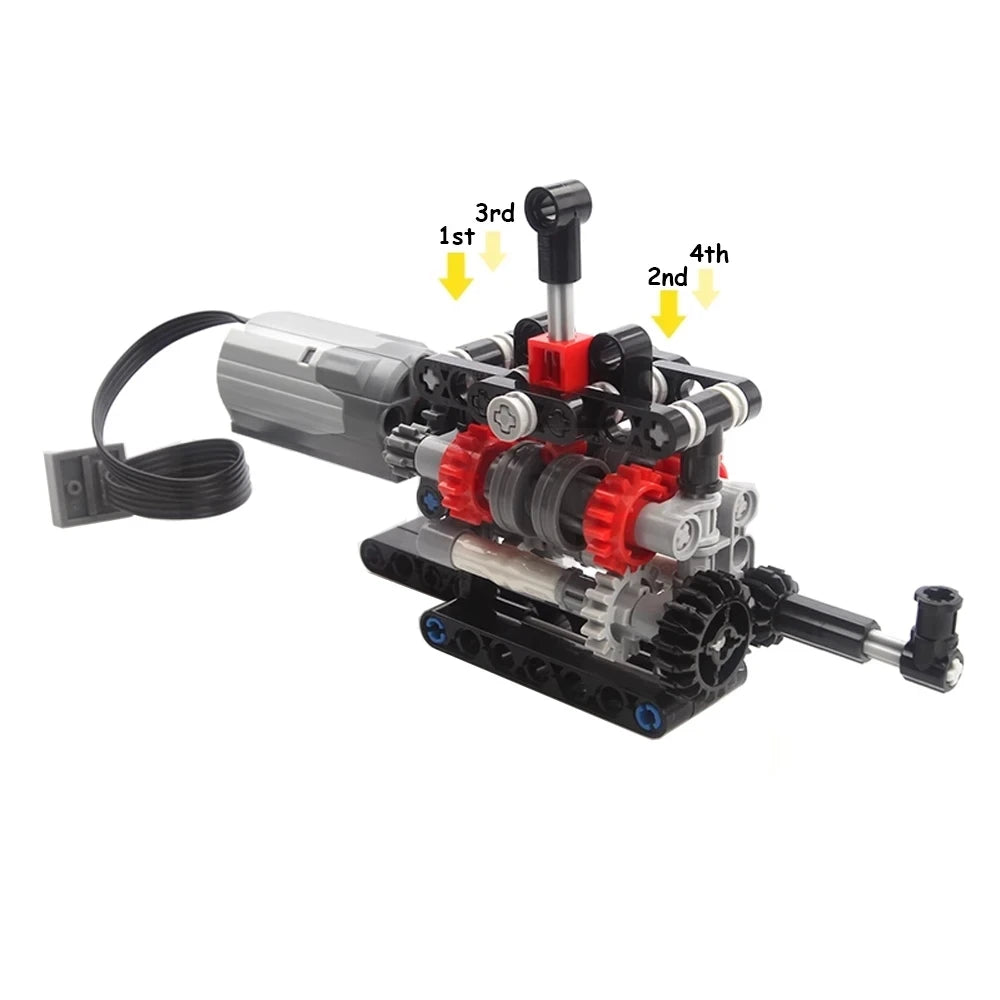 MOC High-tech 4 Speeds Gearbox Manual Transmission Kit DIY Technical Model M Motor 8883 Power Functions Building Blocks Bricks - CADA BRICKS®