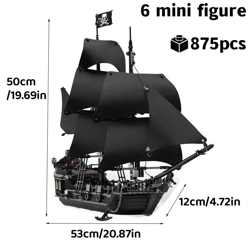 Pirates Of The Caribbean Ship Queen's Revenge Warship Black Pearl Sailboat Building Block Bricks MOC 4195 Assembly Toys Kid Gift