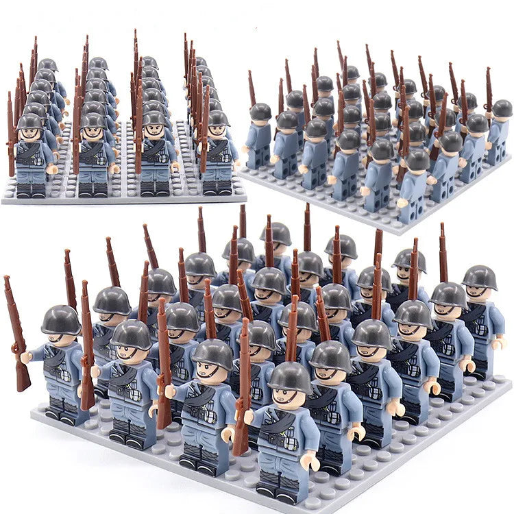 24pcs WW2 Military Army Soldier Soviet US UK German France Building Blocks Set Model Bricks Action Figures Weapon Toys Kids Gift - CADA BRICKS®