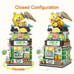 Mini City Japanese Street View Modular Villa Retro Lemon Tea Shop Store Friends House MOC Architectur Building Block Set for Kid