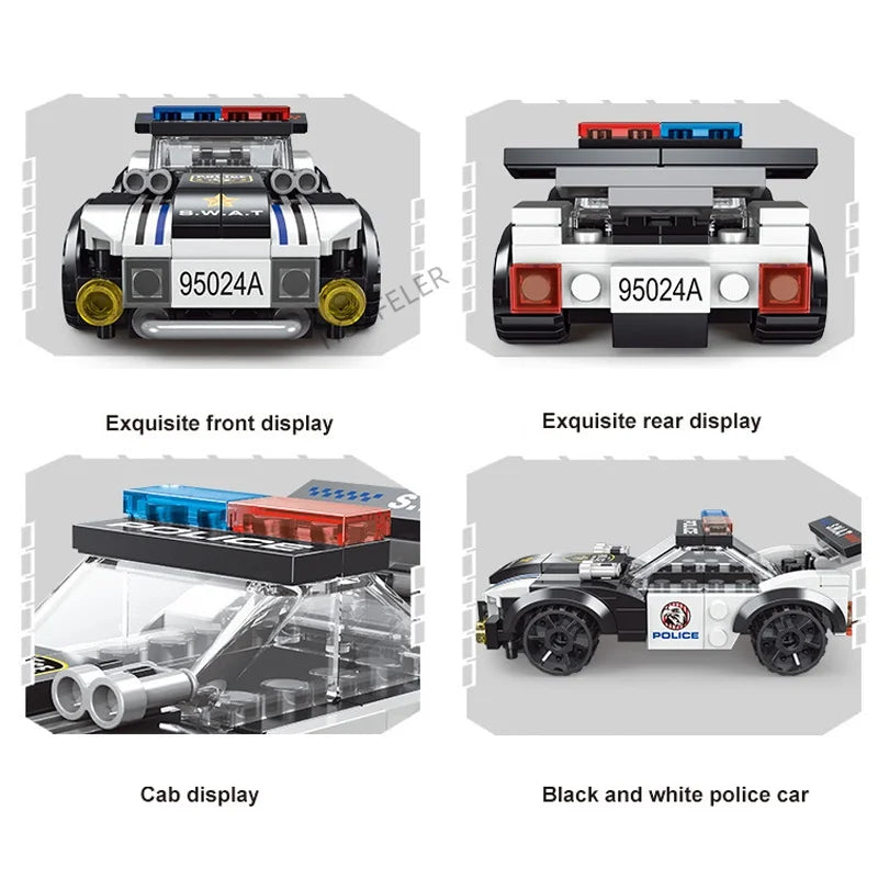 Super Police City Plane Dual-Rotor Helicopter Famous Car SWAT Building Blocks DIY MOC Classic Model Bricks for Children Kits