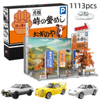 Cada Anime Initial D Tofu Shop House Model Building Blocks City Japanese Racing Car Parking Lot Bricks Toys Kid Gifts With LED - CADA BRICKS®