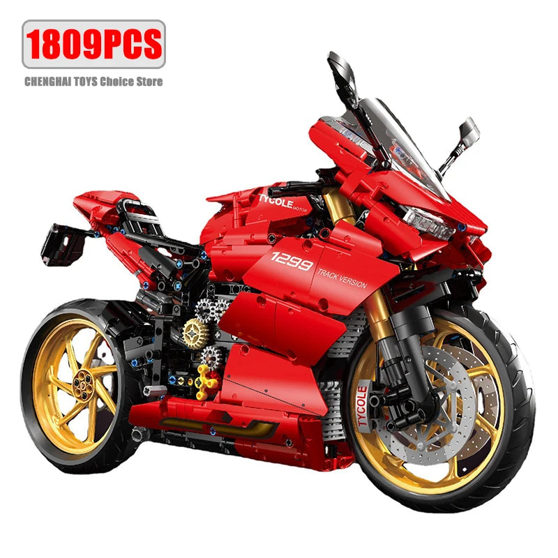 High Tech 1:5 Motorcycle City Sports Rapid Racing Motorbike Locomotive Moc Modular Brick Model Building Block Boy Gift Toy T4021