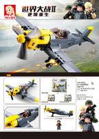 289PCS WW2 Air Force BF-109 Fighter Building Blocks Sets Military Plane Model Bricks Figures Educational Toys for Children