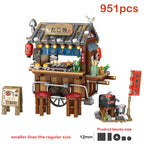 LOZ Mini Japanese Takoyaki Street View Building Blocks Chinese Style Food Stall Hong Kong Food Store House Brick For Kids Gifts