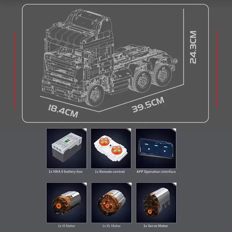 13203 Tractor Truck 2060pcs Building Blocks Technical Scanias High-Tech City Heavy Truck Car Toys For Children Birthday Gift - CADA BRICKS®