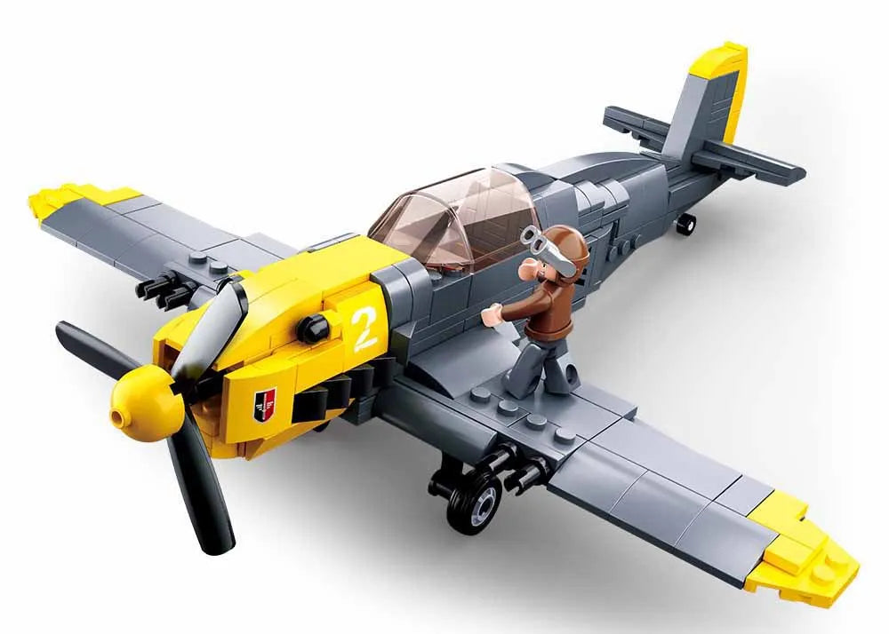 289PCS WW2 Air Force BF-109 Fighter Building Blocks Sets Military Plane Model Bricks Figures Educational Toys for Children
