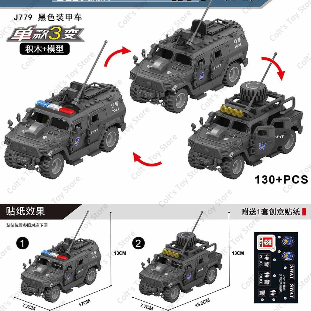 WW2 Military Armored Off Road Vehicle Building Blocks Army Vehicle Soldier Battle Car Assembly Model Toy For Boys Christmas Gift