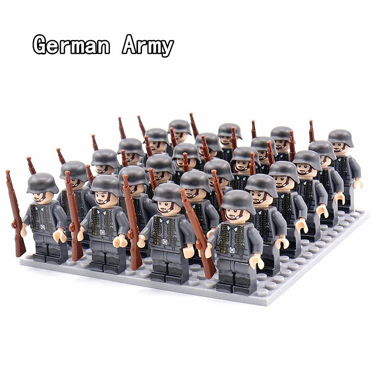24pcs WW2 Military Army Soldier Soviet US UK German France Building Blocks Set Model Bricks Action Figures Weapon Toys Kids Gift - CADA BRICKS®