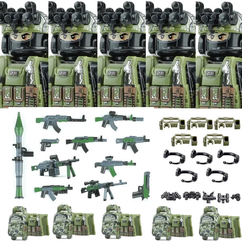 Military Army Figures Building Blocks SWAT Ghost Commando Special Forces Soldier Weapons Gun Hat Shield Belt AK Mini Bricks Toy - CADA BRICKS®