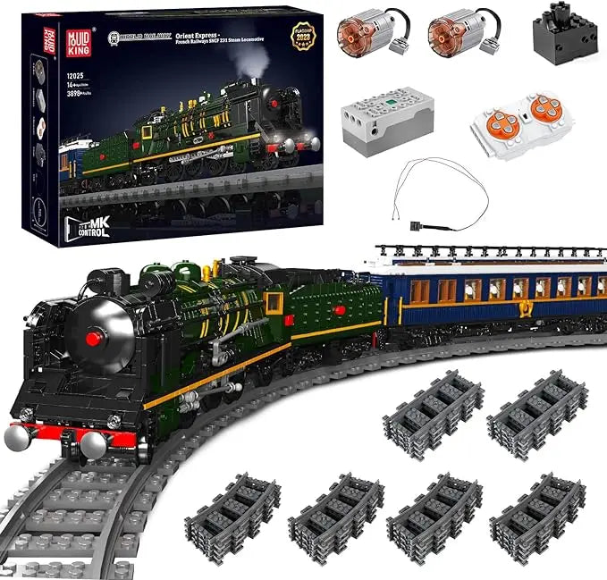 MOULD KING 12025 Technical Remote Control Orient Express Set French Railways SNCF 231 Steam Locomotive Building Blocks Toy Set