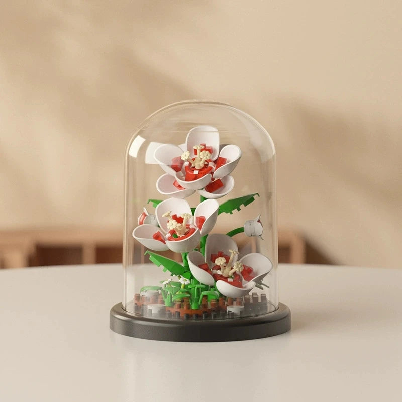 DIY MOC Flower Arrangement Dust Cover Tulip Rose Sunflower Plants Succulents Gardens Building Blocks Model Kids Sets Kits Toys - CADA BRICKS®