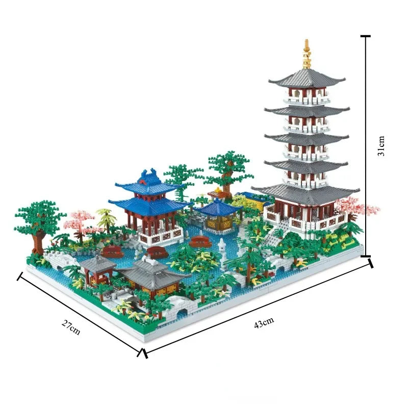 5186PCS Chinese Architecture Micro Building "Hangzhou West Lake "DIY Diamond Bricks with Ligh Toy for Kids Adult Gift