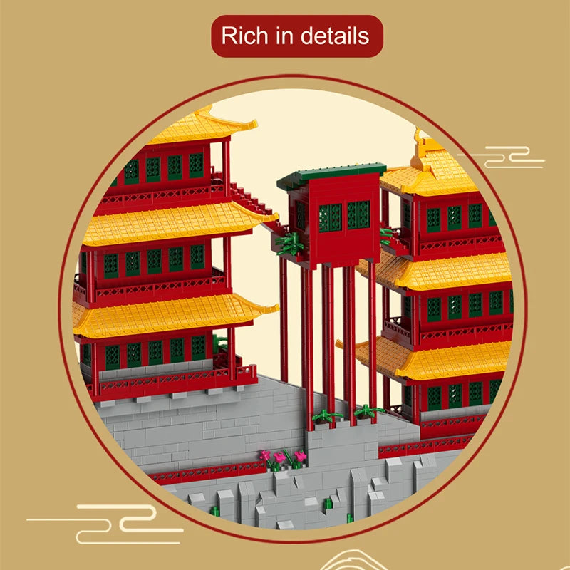 6183PCS City Mini Ancient Hanging Temple Architecture Building Blocks Traditional House Figures Bricks Toy For Kids Gifts