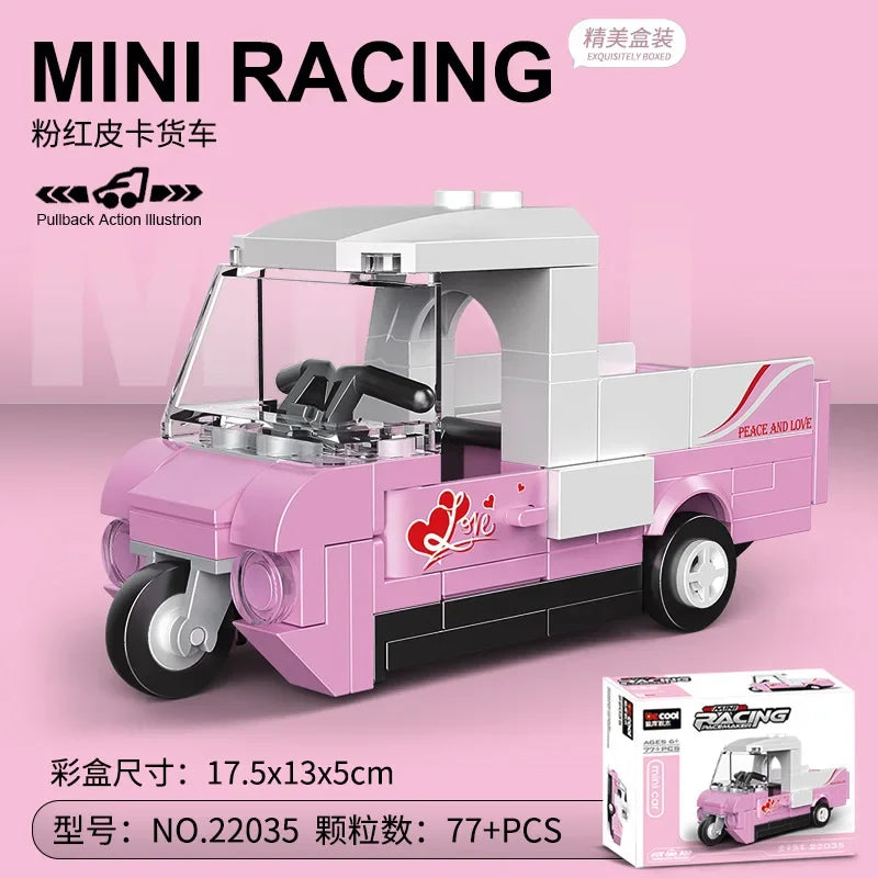 DIY Racing Car Bus Engineering Vehicle Ambulance Pull Back Model Building Blocks Brick Toys Children Boys Compatible With Lego