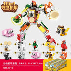 Fire truck building blocks 10 in 1 Police car Aircraft Tank warship excavator robot Building bricks Boy toy Children's gift