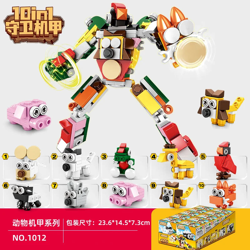 Fire truck building blocks 10 in 1 Police car Aircraft Tank warship excavator robot Building bricks Boy toy Children's gift