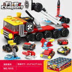Engineering car blocks 10 in 1 Police car Aircraft Tank warship Fire truck Robot Building bricks Boy toys Children's gifts