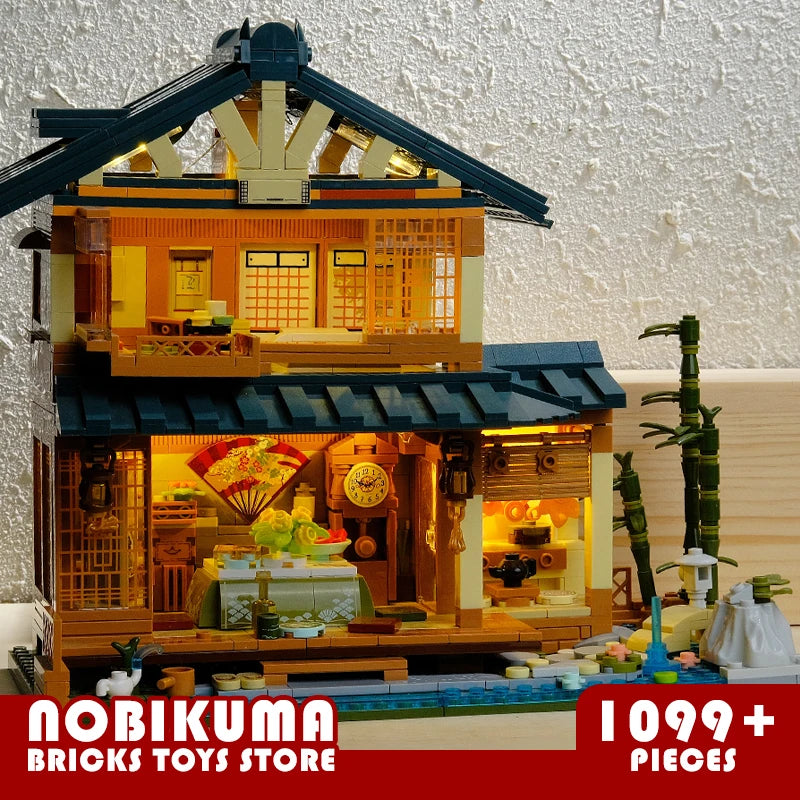 Japanese Style Log Cabin Building Blocks Toys City Hot Spring House MOC Bricks Anime Scene Store Model Adult Kids Birthday Gifts