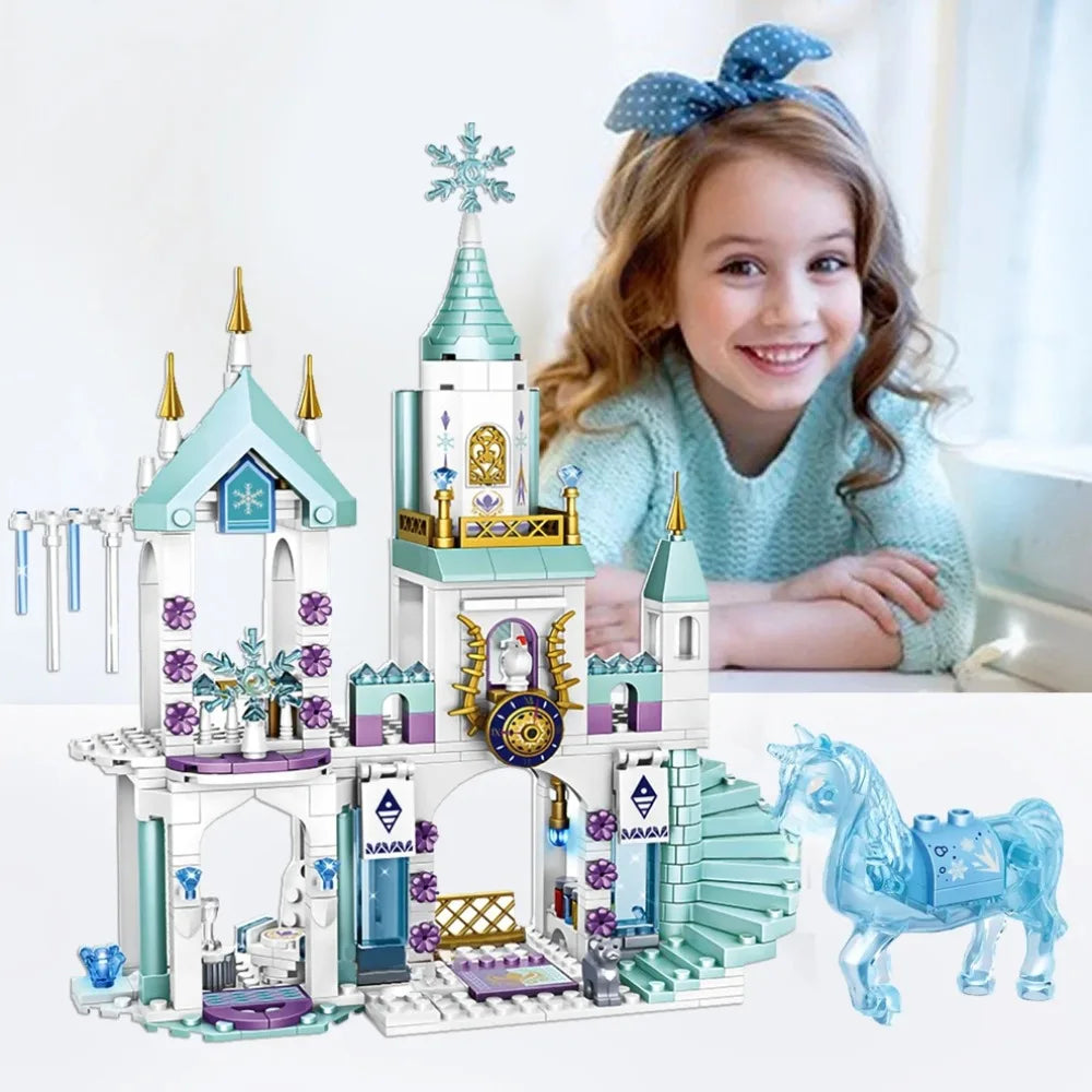 Friends Princess Luxury Ice Castles Building Blocks Playground House Movies Bricks Classic Figures Set Toy for Girls DIY Gift