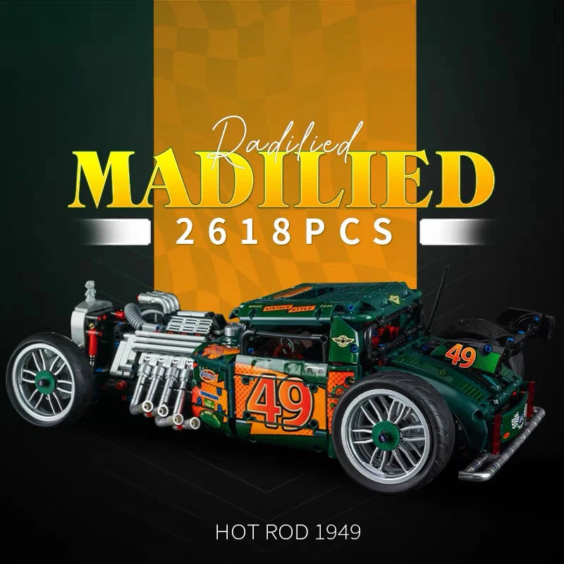 Technical Classic Control Vintage Car Building Blocks APP Control Cyberpunk Vehicle Bricks Model Toys For Kids Birthday Gift MOC