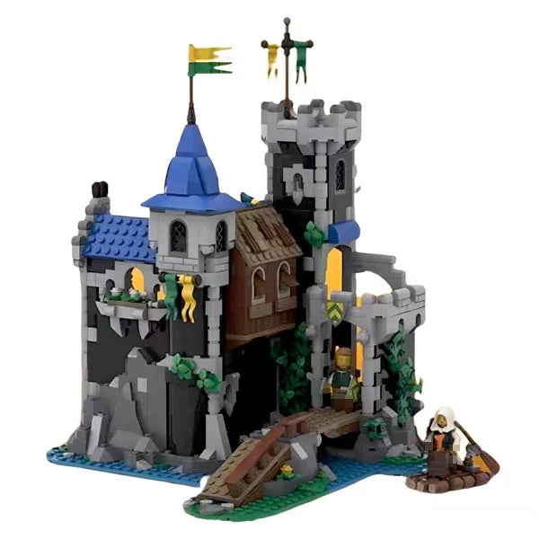 933PCS MOC Lakeside County Fortress Castle Model European Medieval Street View Architecture Modular Building Blocks Toys Gift