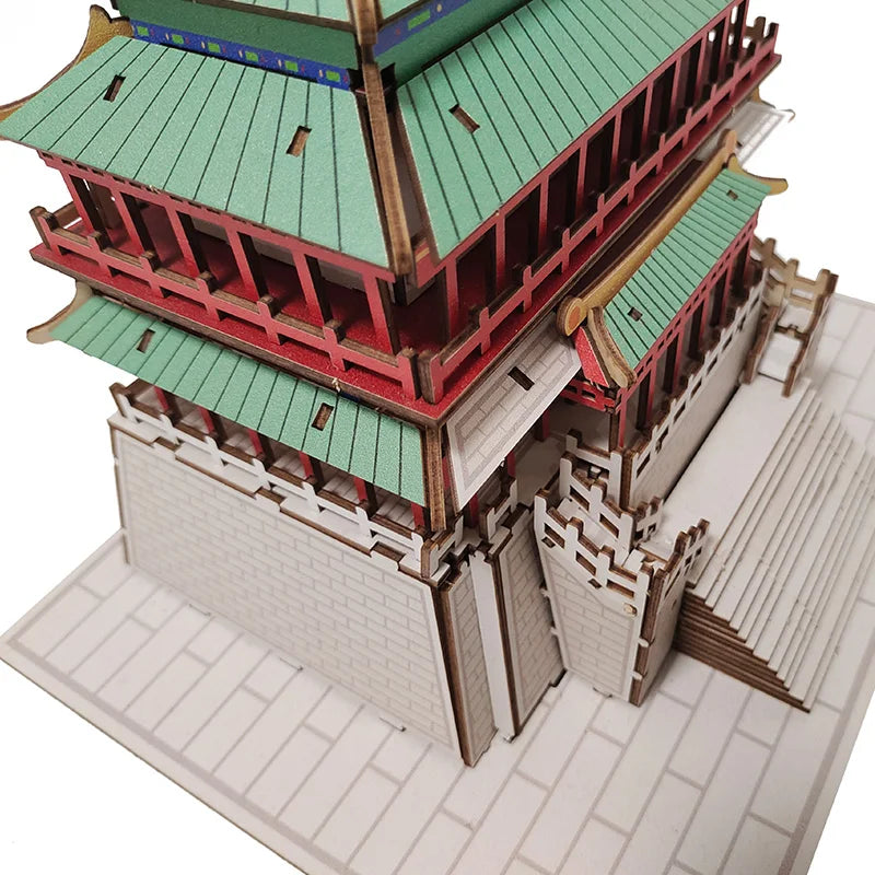 Yueyang Tower Miniature Building Block - Wooden Construction Assembly Model Kit Chinese Architecture Craft Ornament