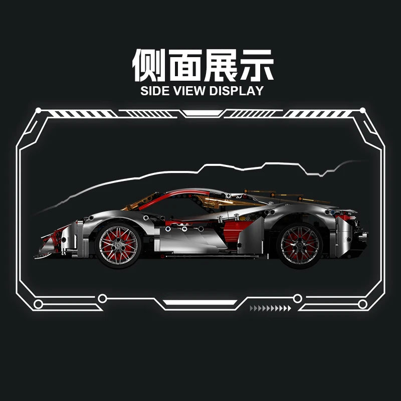 1:10 Three Thousand Years Rambo 10038 Electroplated Silver Supercar Building Blocks | Adult Assembled Racing Model Kit - CADA BRICKS®