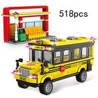 Bus City UK London Building Blocks School Vehicle Friends Wedding Car Traffic Bricks Double Station Girls Gifts Technique Toys - CADA BRICKS®
