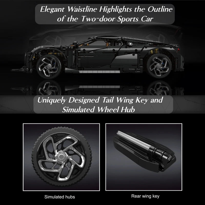 Mould King 13163 Technical Car Building Block Remote Control La Voiture Noire Sport Racing Car Model Toys Kids Christmas Gift