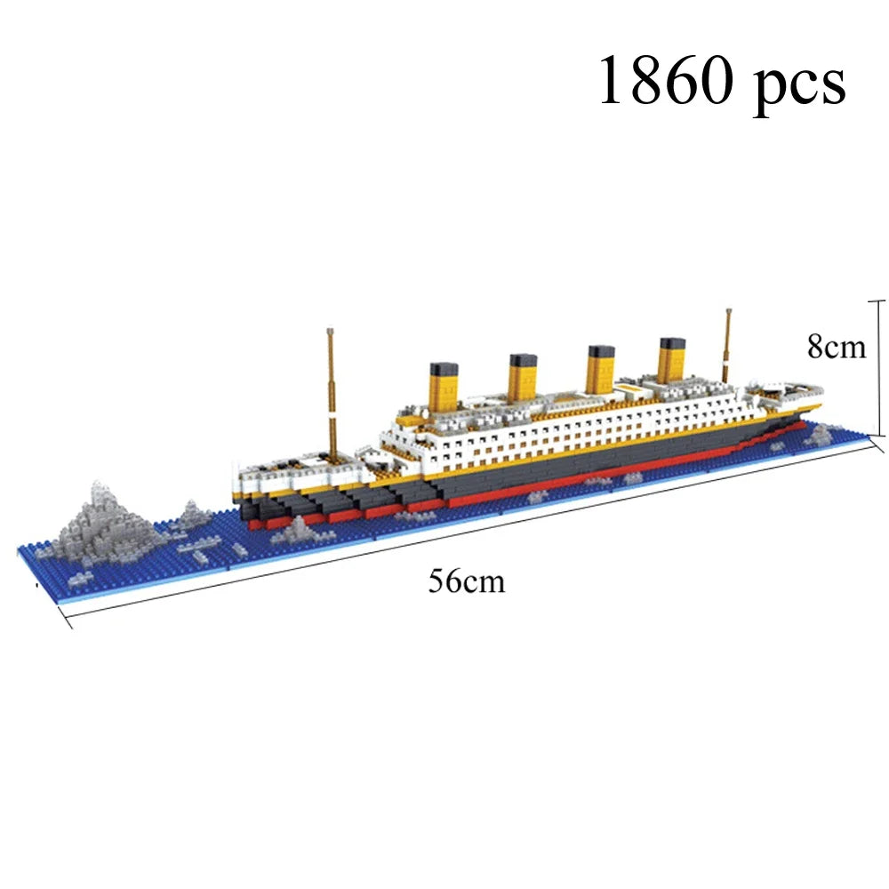 1860/1288pcs Titanic Cruise Ship Model Blocks Ship Building Blocks Gift for Kids Children Home Office Ornaments Fast Shipping