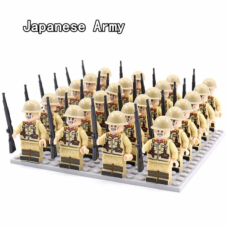24pcs WW2 Military Army Soldier Soviet US UK German France Building Blocks Set Model Bricks Action Figures Weapon Toys Kids Gift - CADA BRICKS®