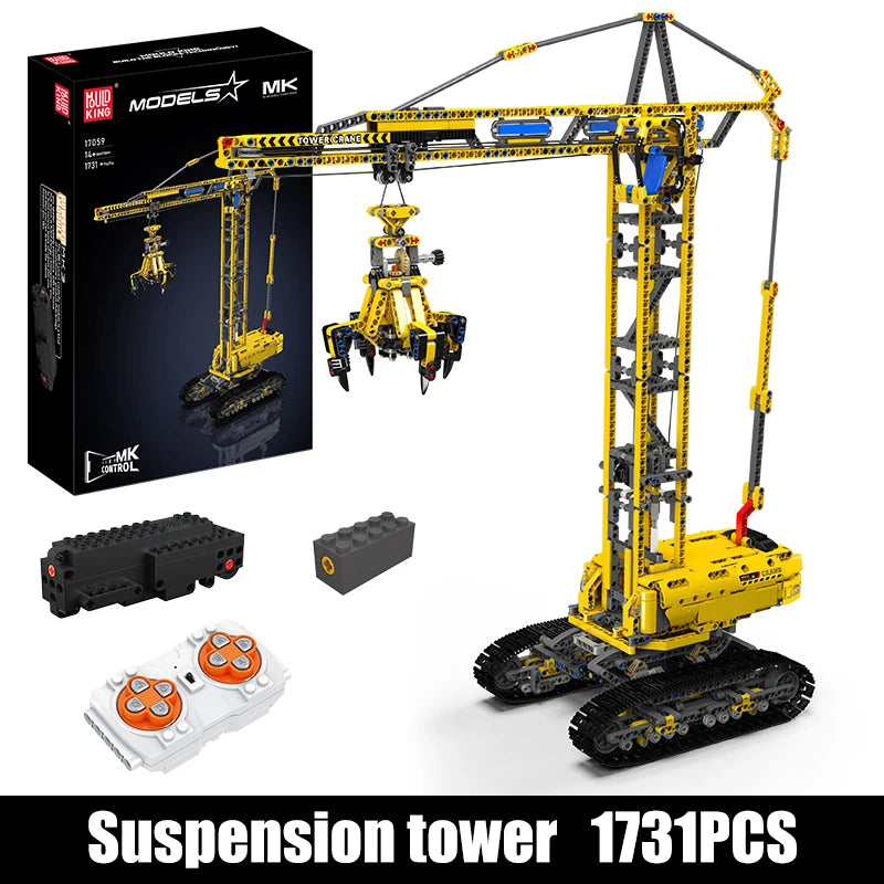 Mould King 17059 Technical Car Toys Remote Control Crawler Crane Model Compatible With 42042 Building Block Kids Christmas Gifts