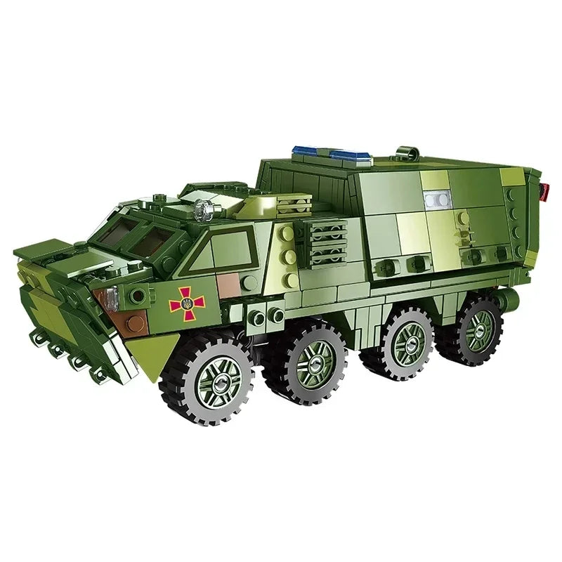 New Military Series Armored Vehicle Transport Truck  Building Blocks Leopard Tank Set T64 Tank MOC Bricks Educational Toys